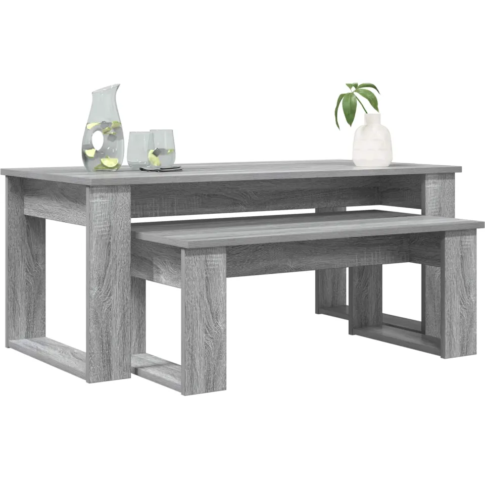 vidaXL Koffietafel Set 2 st Grijs Sonoma 100 x 50 x 42 cm Bewerkt hout, foto 3