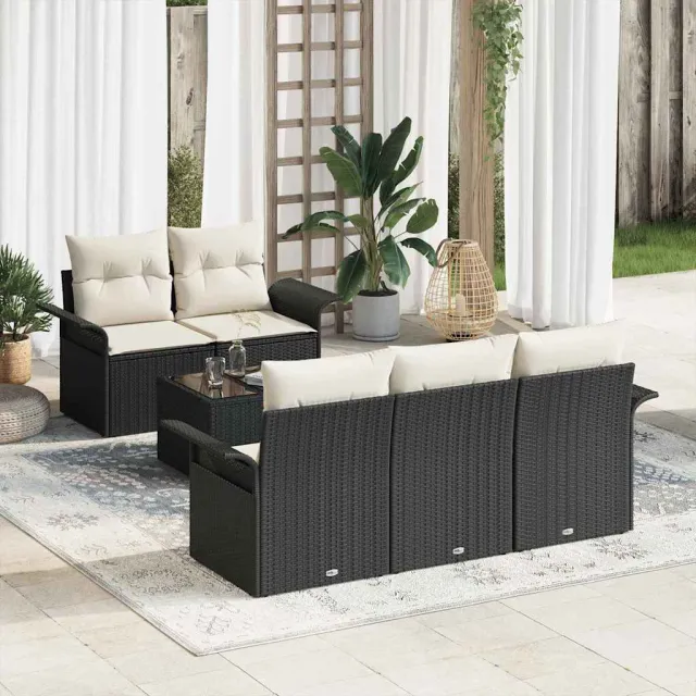 vidaXL Tuin Sofa Set Zwart poly rattan, foto 2