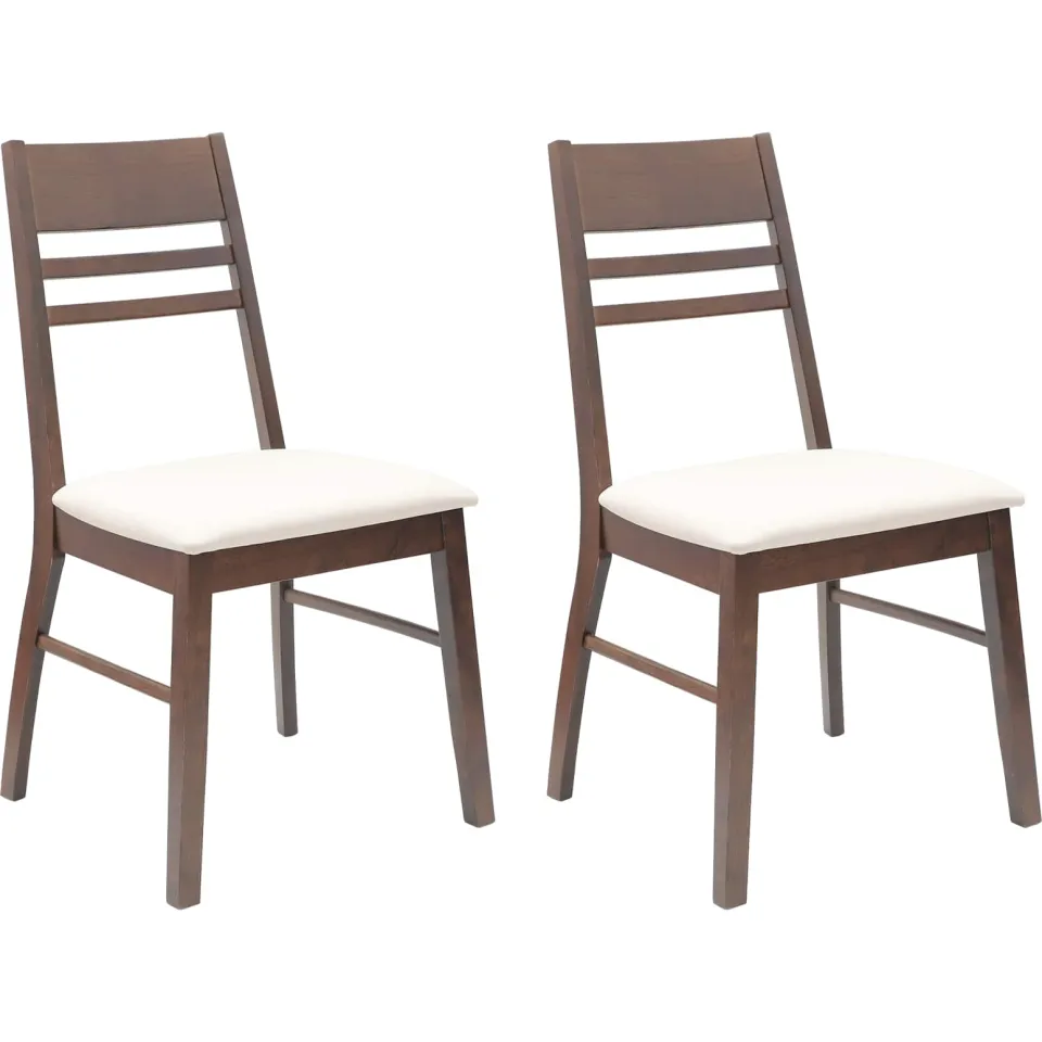vidaXL Eettafelstoelen 2 st Massief Rubberhout Licht Bruin