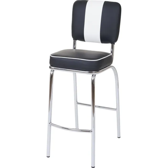 MCW Set van 2 barkrukken Avellino, barkruk tegenkruk, retro jaren 50 ontwerp, kunstleer ~ zwart en wit