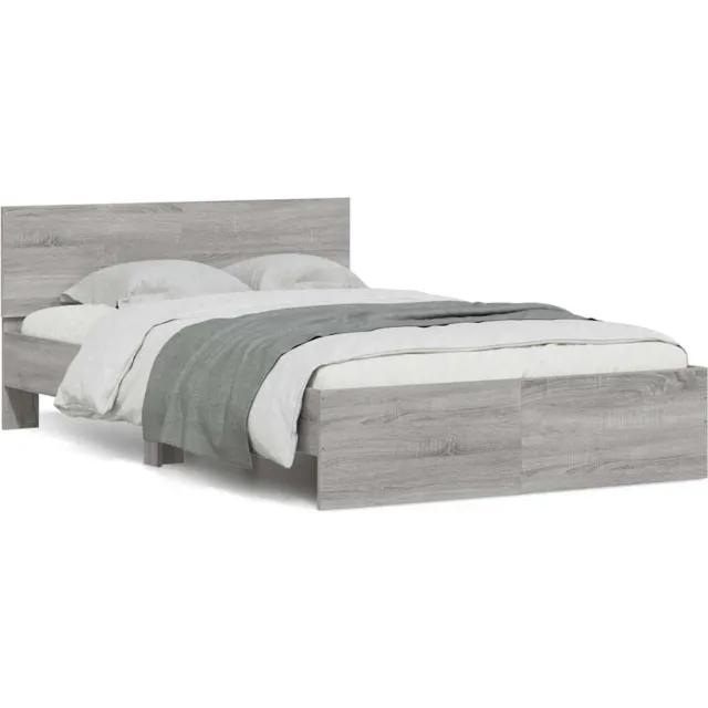 vidaXL Bedframe met hoofdeinde en LED grijs sonoma eiken 120x200 cm