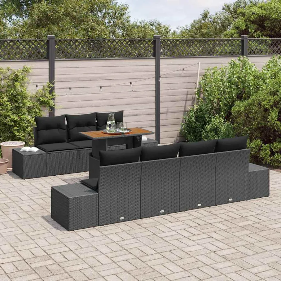 vidaXL Tuin Sofa Set 8 st Zwart Poly riet, foto 3