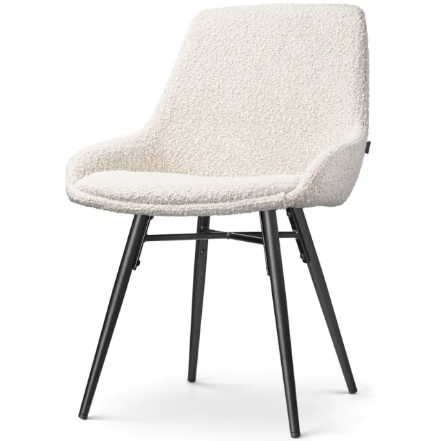 Nolon Nena-Isa eetkamerstoel bouclé beige - zwart houten onderstel