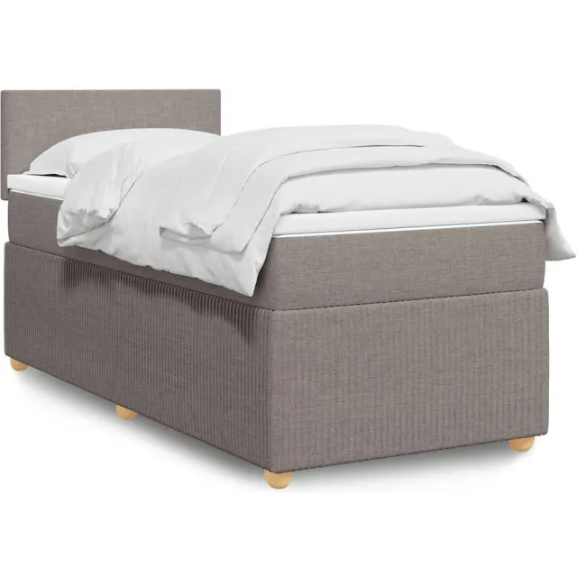 vidaXL Boxspring met matras stof taupe 90x200 cm