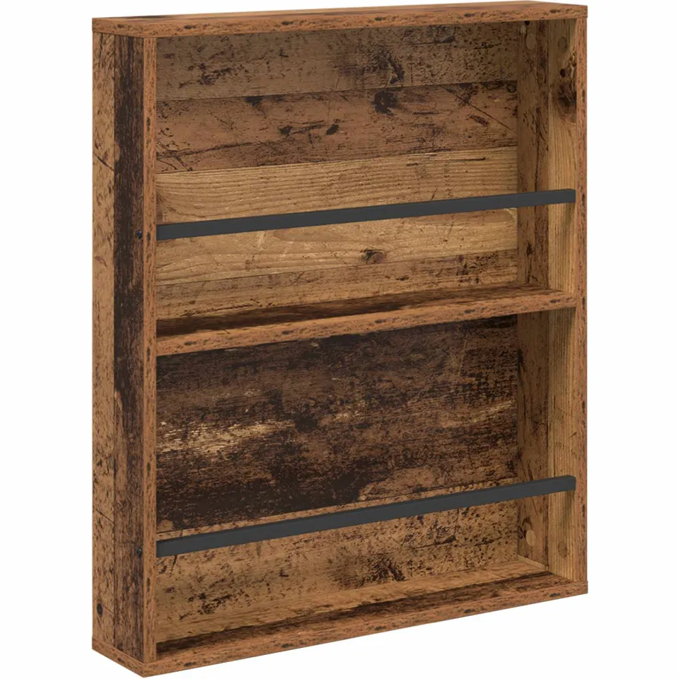 vidaXL Tijdschrift Rek met plank Oudhout 60 x 12 x 70 cm Bewerkt hout bruin, foto 3