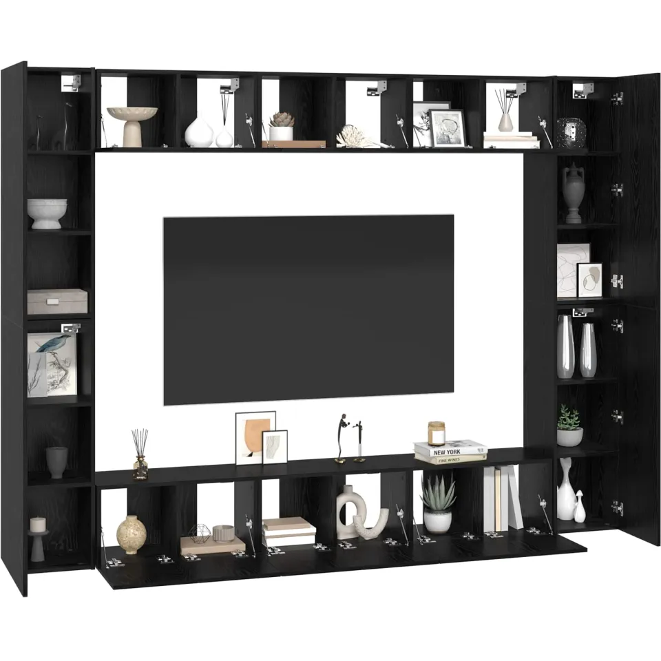 vidaXL Tv-meubelset 10 st 30,5 x 30 x 90 cm Zwart Eiken