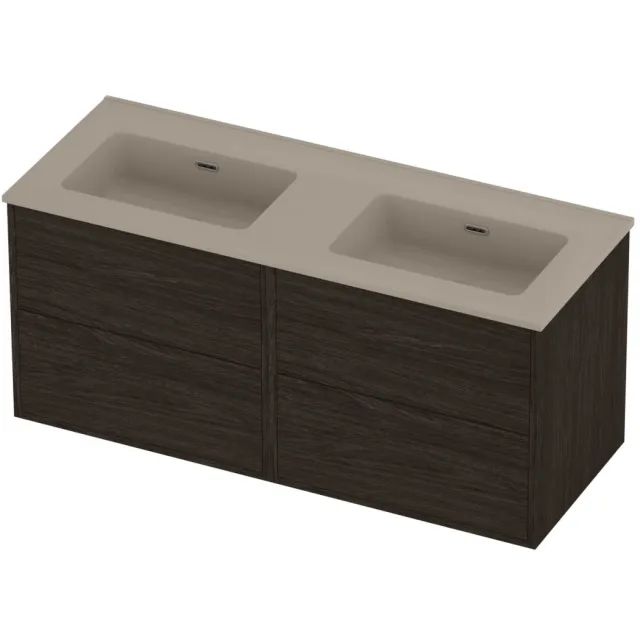 Proline Tribute Badmeubelset Porselein Elegant Zonder Gat 120x46x54 cm Mat Crème Cotton Mokka Oak Eiken