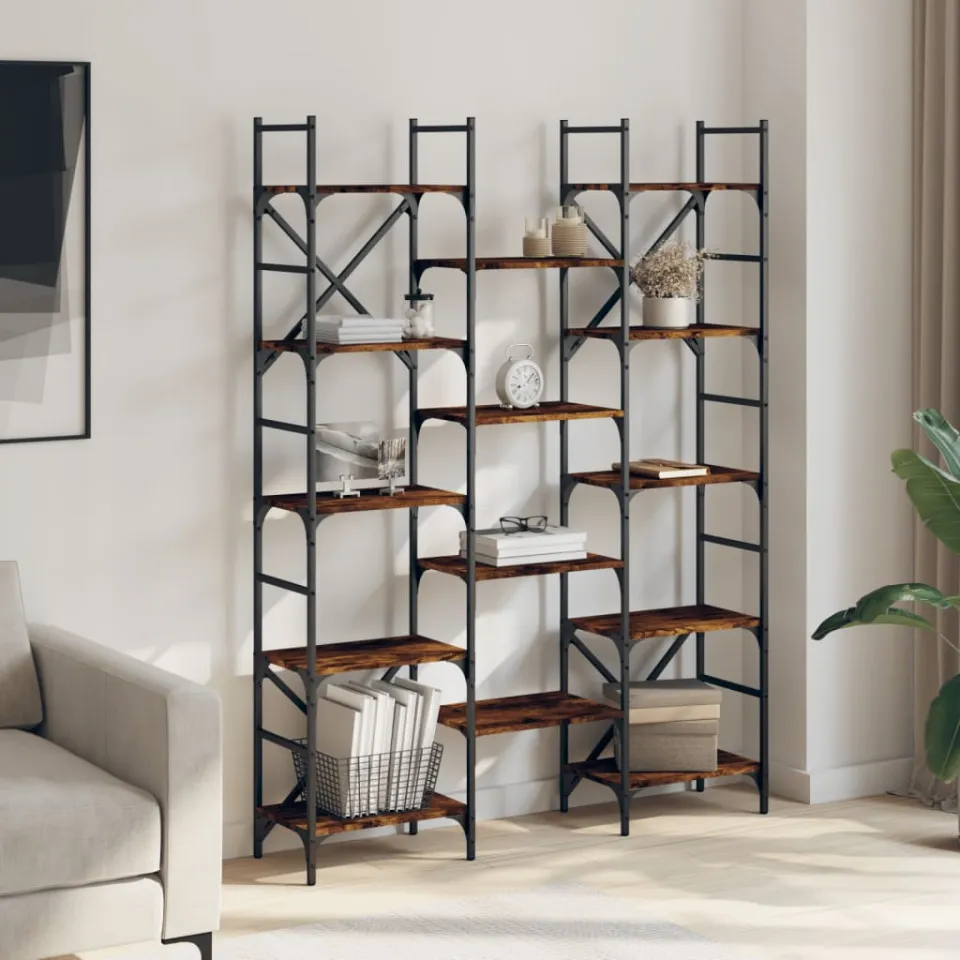vidaXL Boekenkast 127,5x28,5x172,5 cm bewerkt hout gerookt eikenkleur, foto 3