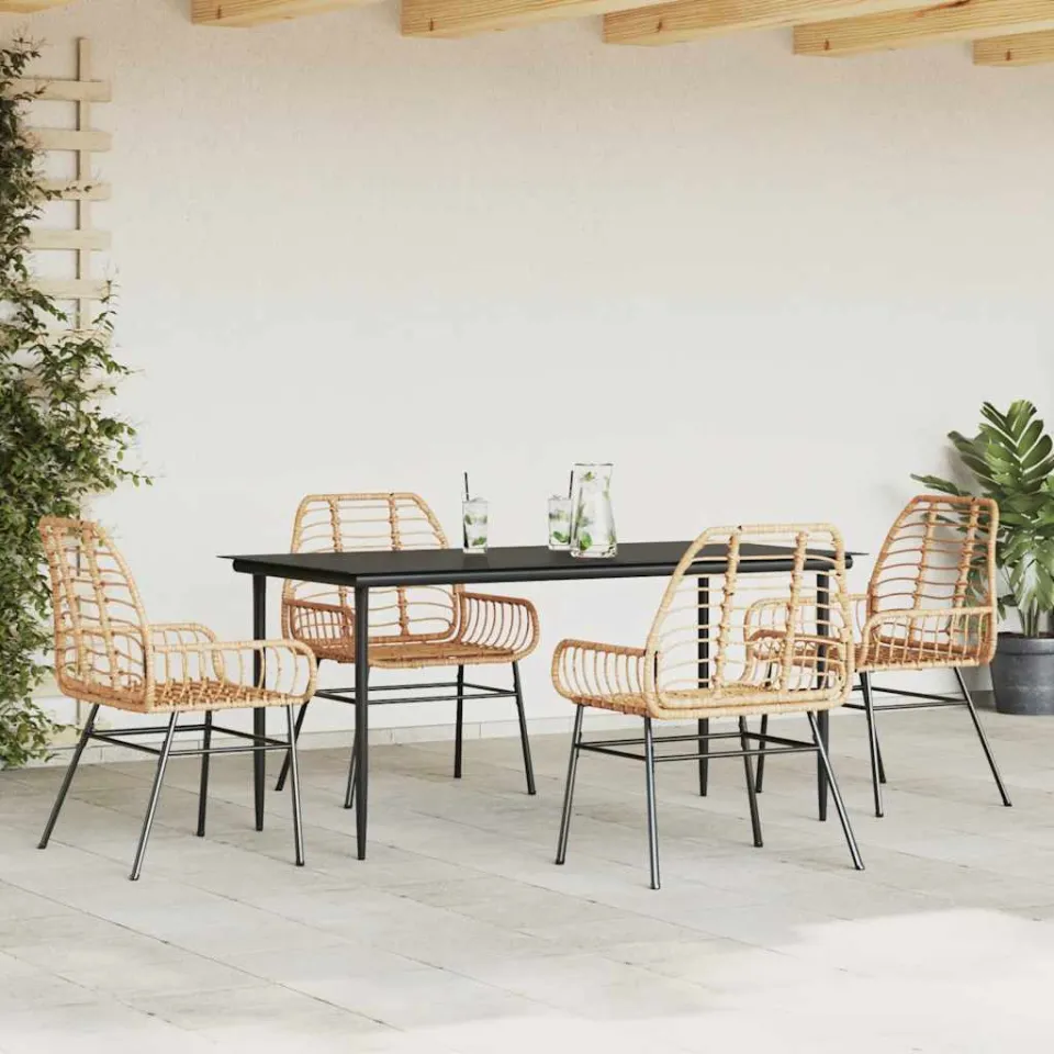 vidaXL 5-delige Tuinset poly rattan glas bruin, foto 3