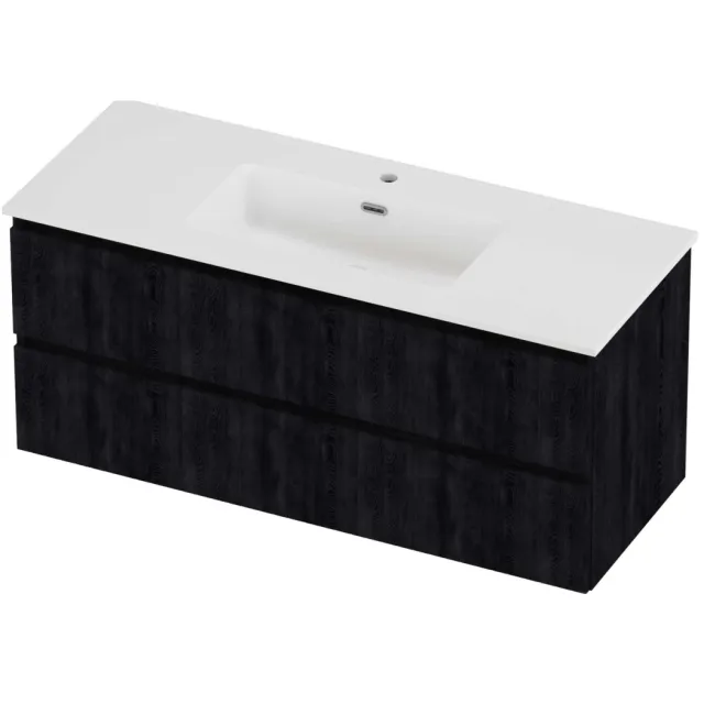 Proline Tribute Badmeubelset Porselein Elegant 1 Kraangat 120x46x54 cm Mat White Charcoal Oak Eiken