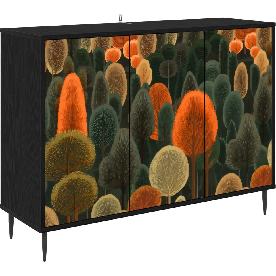 vidaXL Dressoir ZAANDAM Zwart eiken 102 x 33 x 76 cm Bewerkt hout, foto 3