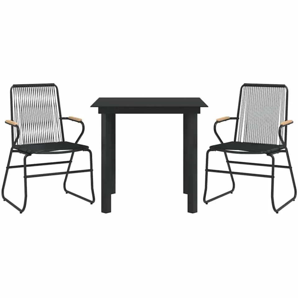 vidaXL 3-delige Tuinset PVC-rattan zwart