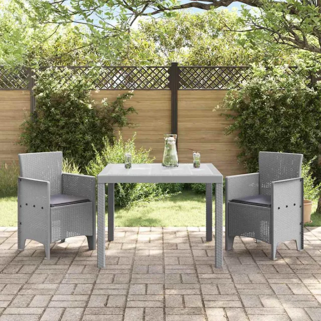 vidaXL Tuin Eetset 3 st Lichtgrijs Polypropyleen