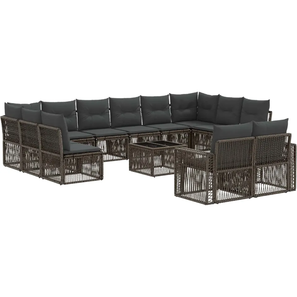 vidaXL Tuinbankenset 13 st 12-zits Grijs en Donkergrijs poly rattan, foto 3