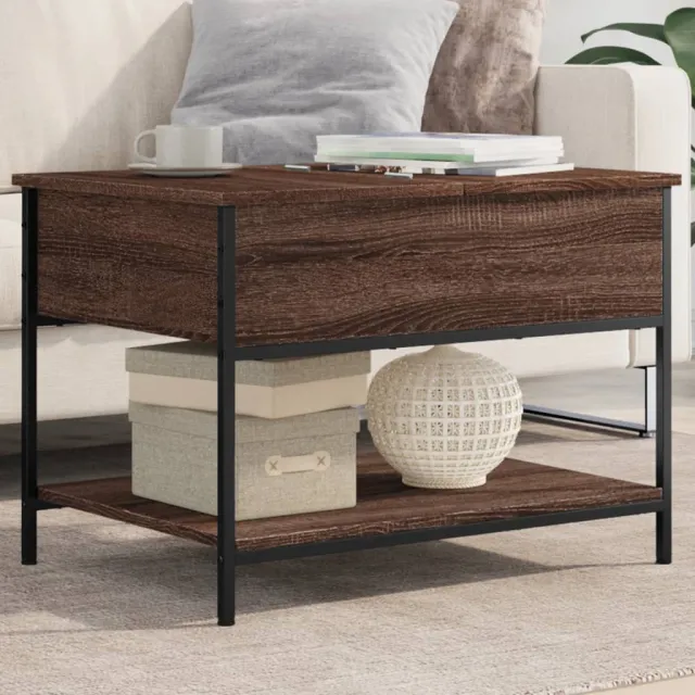 vidaXL Salontafel 70x50x50 cm bewerkt hout en metaal bruineikenkleur, foto 2