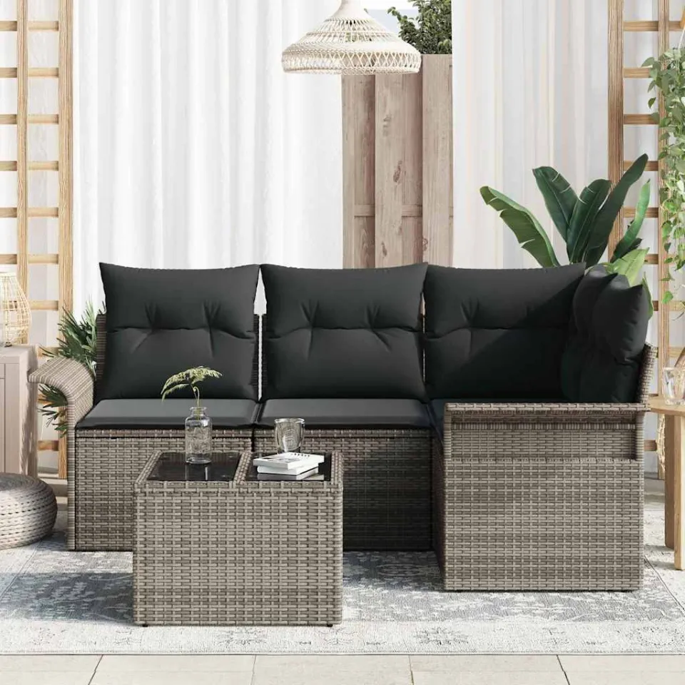 vidaXL Tuin Sofa Set 5 st Grijs poly rattan