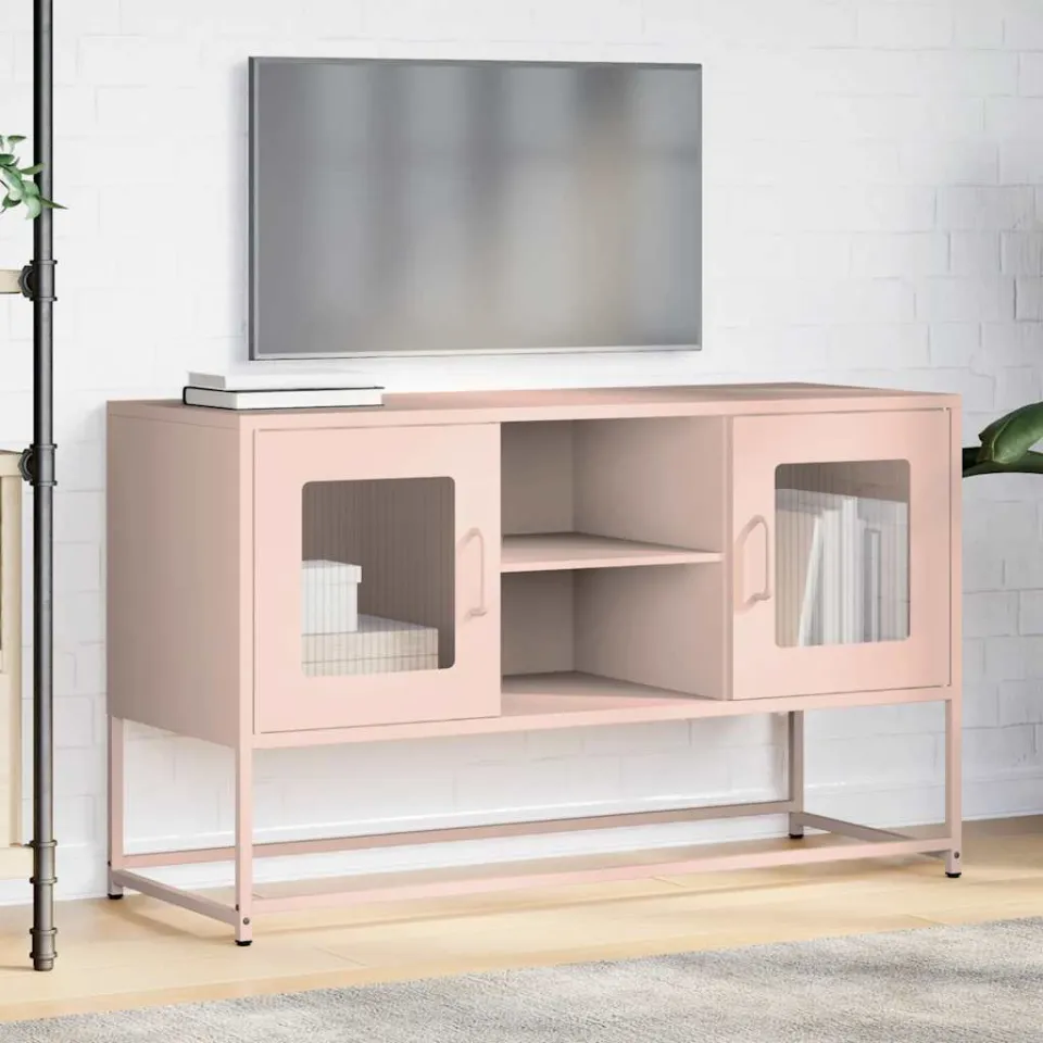 vidaXL Tv-meubel 100,5x39x60,5 cm staal roze, foto 3