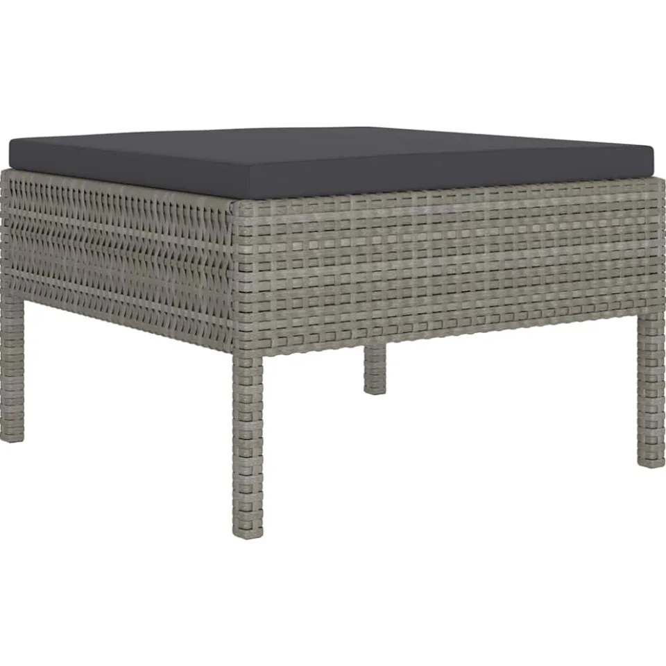vidaXL 2-delige Loungeset met kussens poly rattan grijs, foto 4