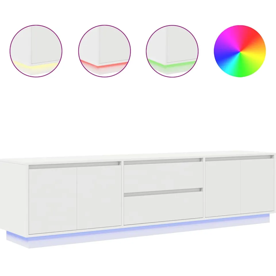 vidaXL Tv-meubel met LED-verlichting 193,5x41x50 cm wit, foto 4