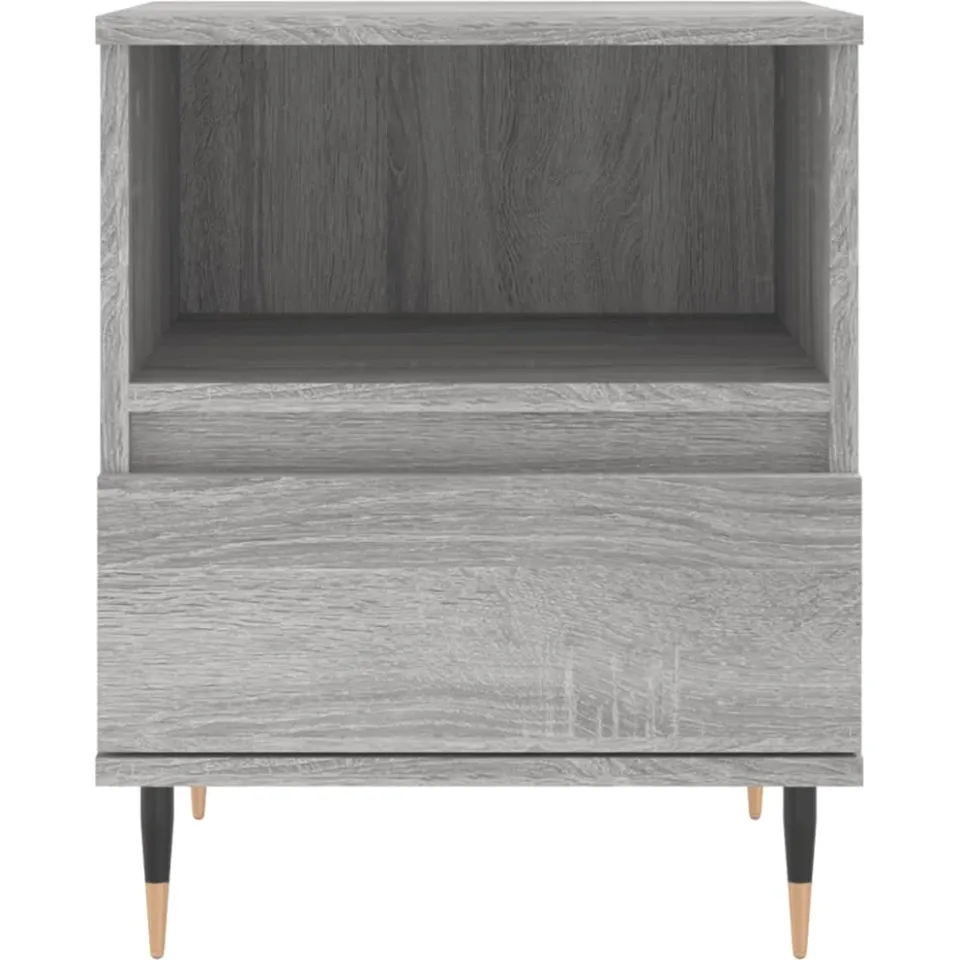 vidaXL Nachtkastje 40x35x50 cm bewerkt hout grijs sonoma eikenkleurig