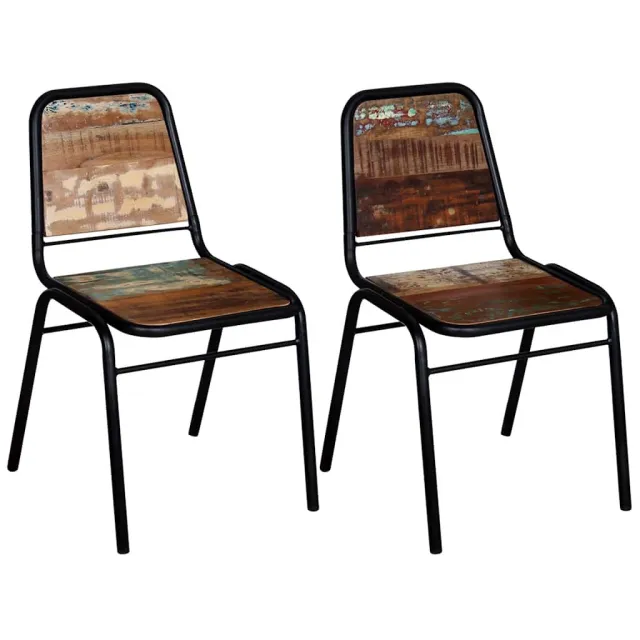 vidaXL Eetkamerstoelen 2 st massief gerecycled hout Meerkleurig