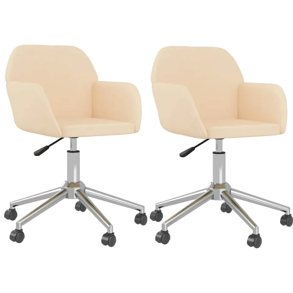 vidaXL Eetkamerstoelen 2 st draaibaar stof crèmekleurig, foto 3