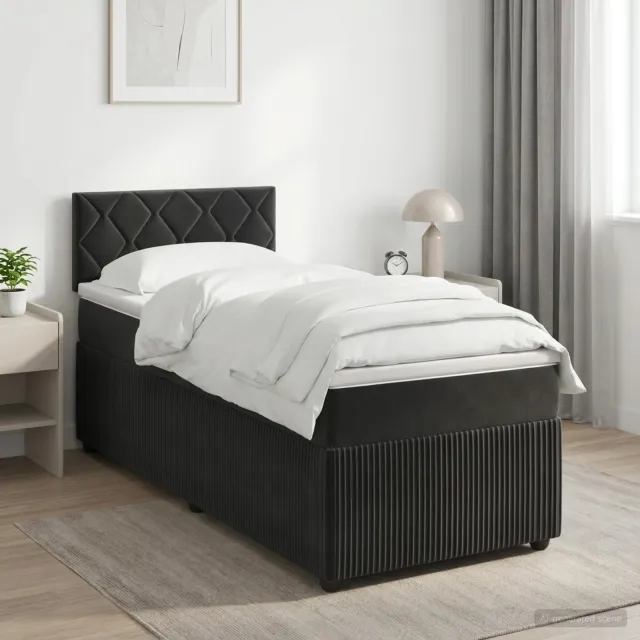 vidaXL Boxspringbed met matras Zwart 90 x 200 cm Fluweel