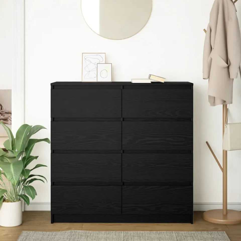 vidaXL Dressoir 100x35x99 cm spaanplaat zwart eikenkleurig, foto 3