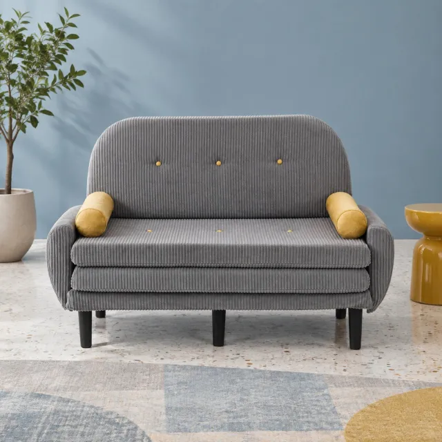 WUVRIE 2-zits slaapbank 133,5x77x85 cm - Verstelbare rugleuning en opbergruimte - Grijs