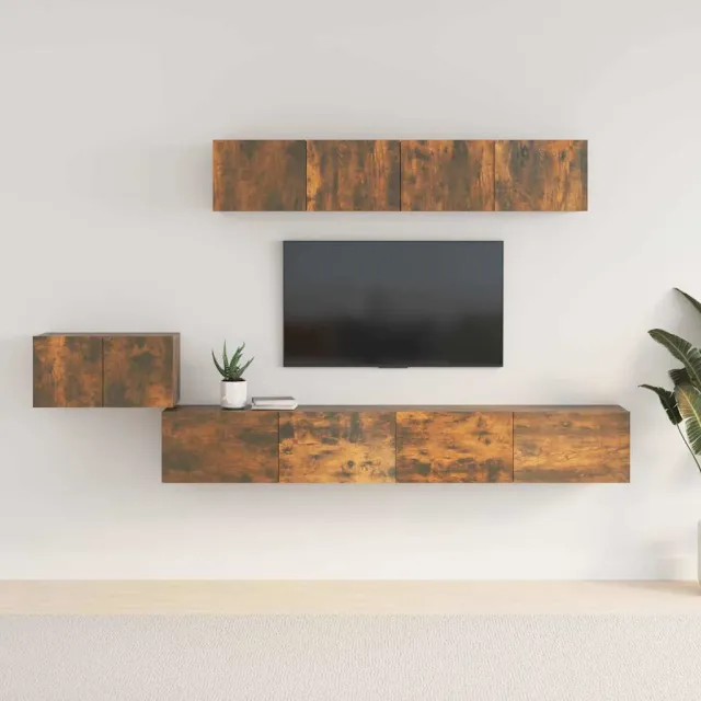 vidaXL 5-delige Tv-meubelset bewerkt hout gerookt eikenkleurig, foto 2