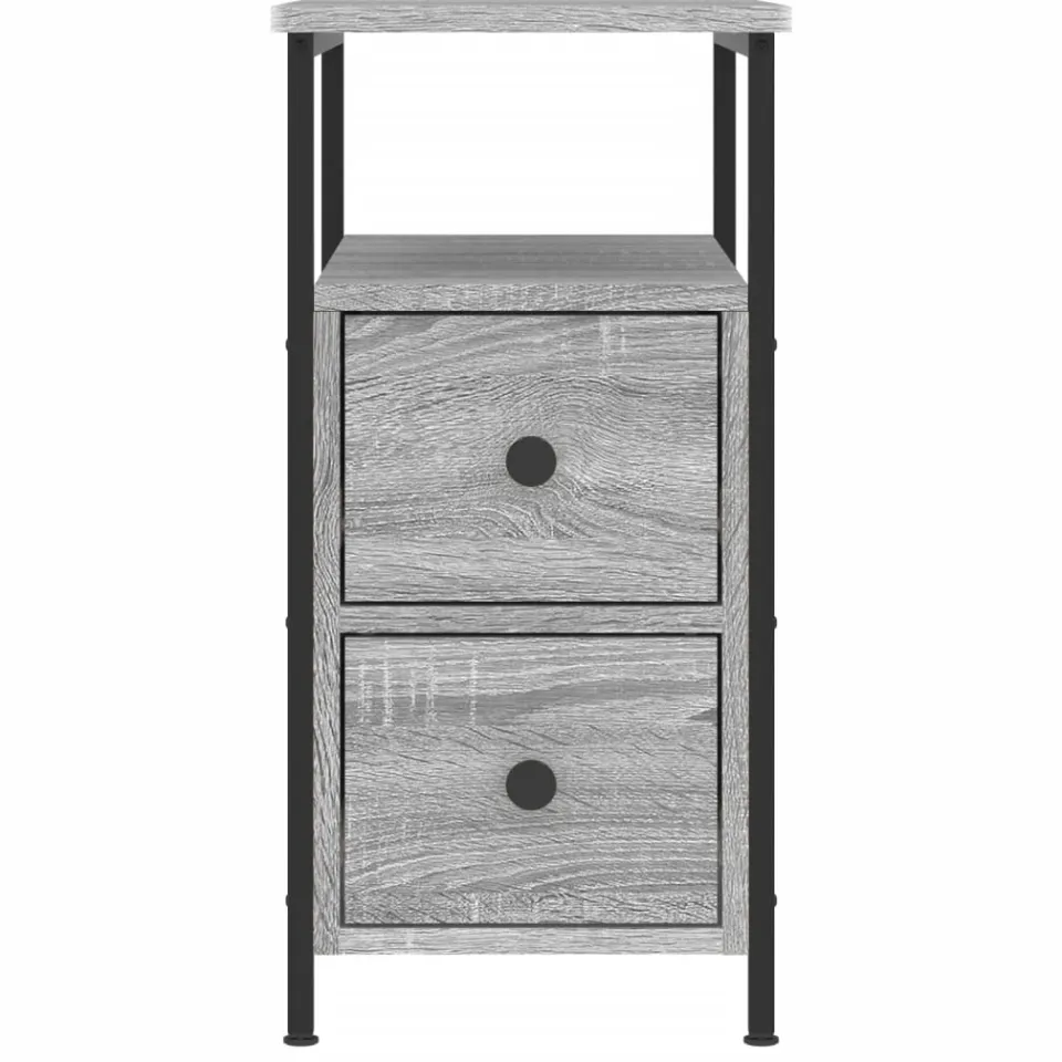 vidaXL Nachtkastjes 2 st 30x60x60 cm bewerkt hout grijs sonoma eiken, foto 4