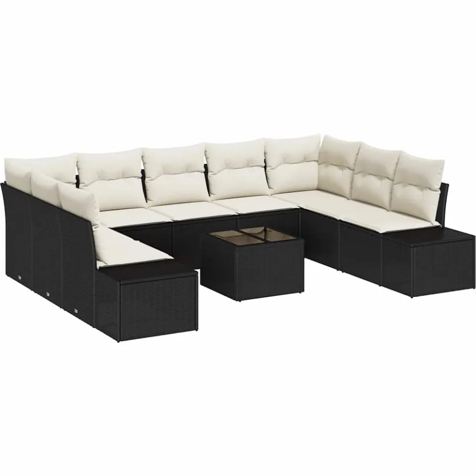 vidaXL Tuin Sofa Set 10 st Zwart poly rattan