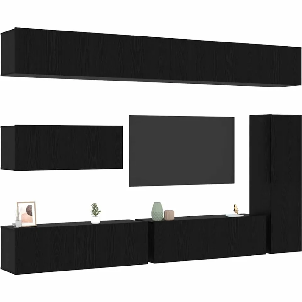 vidaXL TV Cabinet Set 7 st 30,5 x 30 x 110 cm Zwart Eiken
