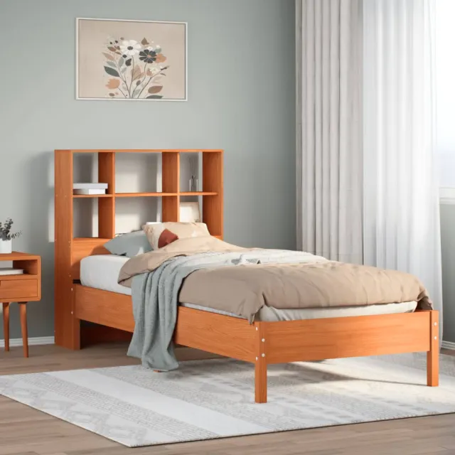vidaXL Bed met boekenkast zonder matras grenenhout wasbruin 100x200 cm