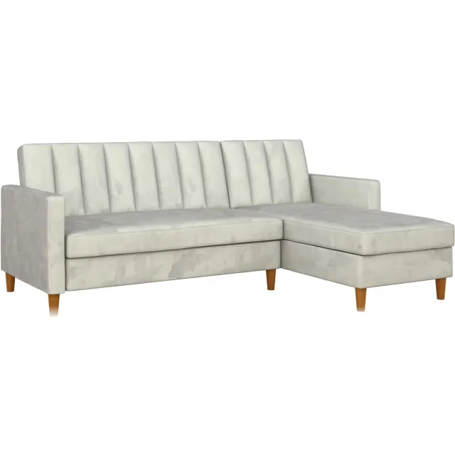 Notio Living Celine-Slaapbank - 4-zits - Lichtgrijs Fluweel