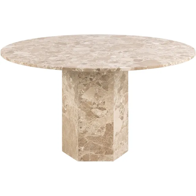 Giga Living Eettafel Rovan - Rond Bruin Marmer - Ø130x75cm