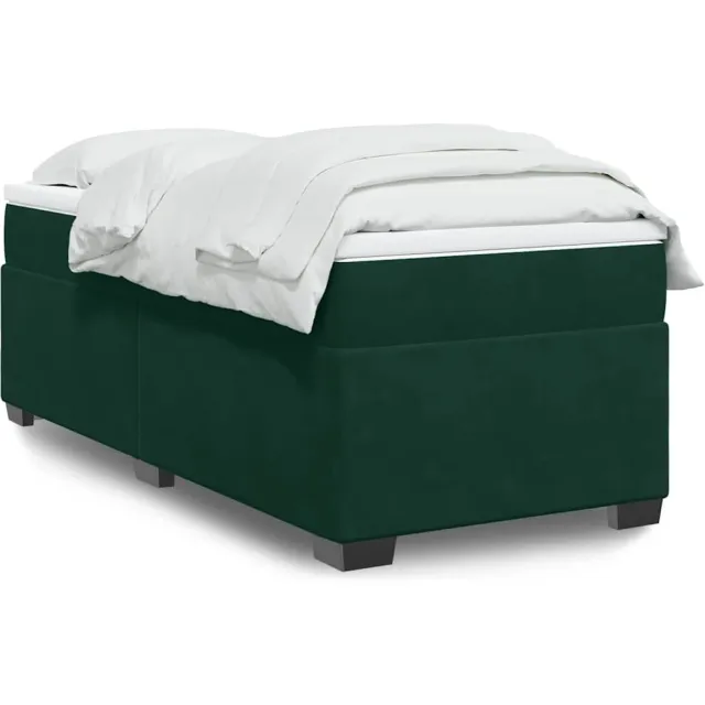 vidaXL Boxspring met matras fluweel donkergroen 80x200 cm groen