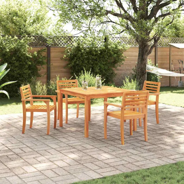 vidaXL Tuin eettafelset 5 st Bruin Massief Acaciahout