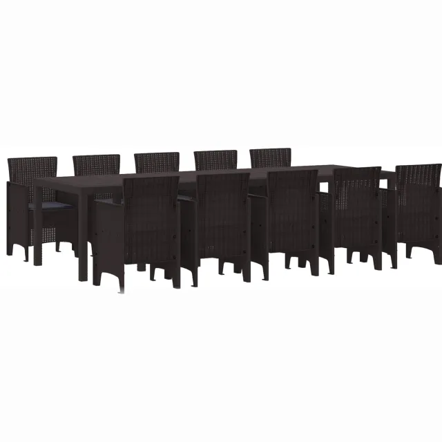 vidaXL Tuin Eetset 11 st Bruin en Antraciet Rattan