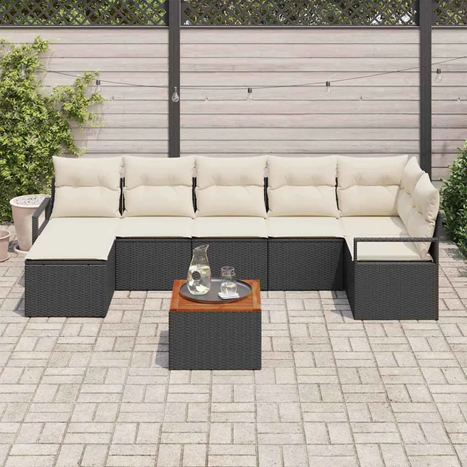 vidaXL Tuinbankenset 8 st Zwart poly rattan, foto 3