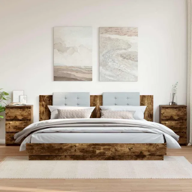 vidaXL Nachtkastjes 2 st 40x35x62,5 cm bewerkt hout gerookt eikenkleur, foto 2