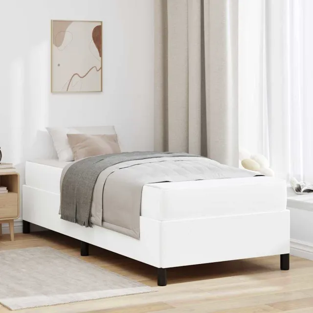 vidaXL Bedframe met matras Wit 80 x 200 cm Stof