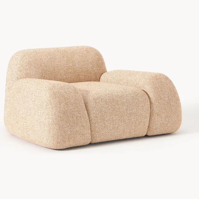 Westwing Collection Bouclé loungefauteuil Wolke Oranje