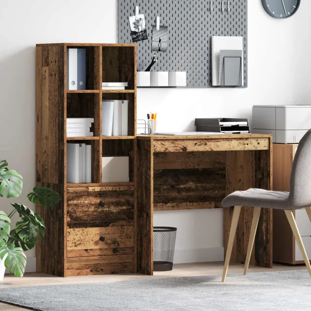vidaXL Bureau Oudhout 125,5 x 50 x 127 cm 2 st bruin