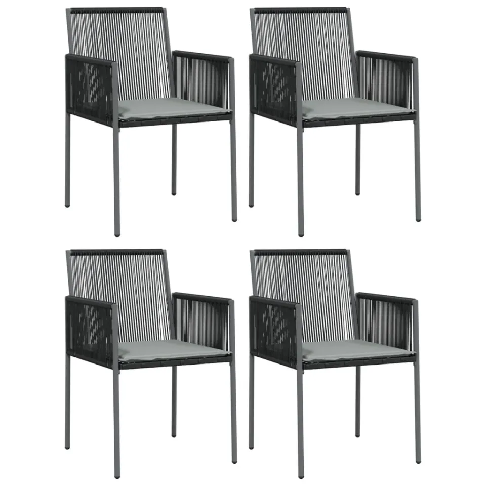 vidaXL 5-delige Tuinset met kussens poly rattan en staal zwart, foto 3