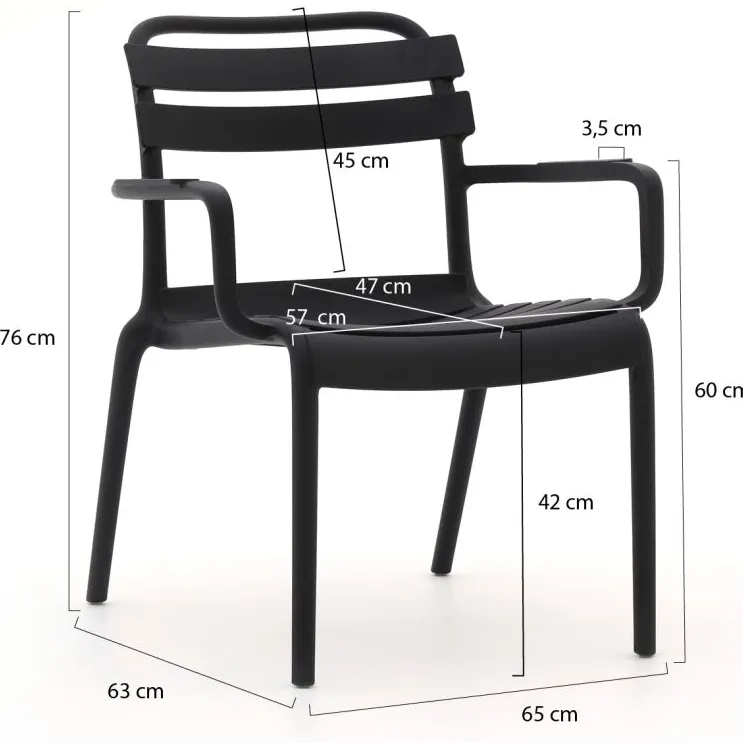 Forza Furniture Forza Vico lounge tuinstoel stapelbaar zwart, foto 2