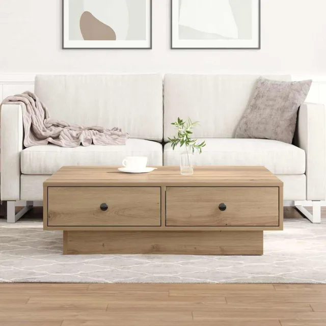 vidaXL Salontafel Artisan Eiken 90 x 90 x 28 cm Bewerkt hout Bruin