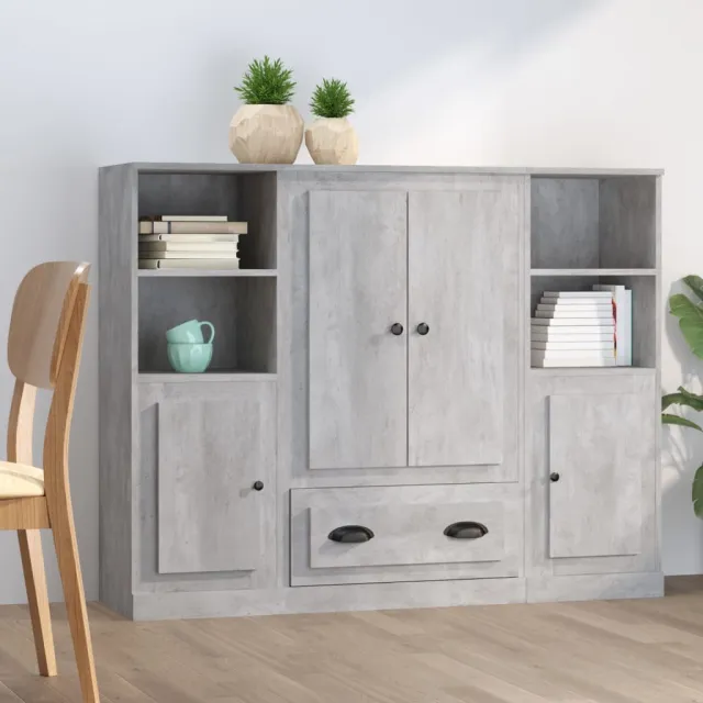 vidaXL Hoge kasten 3 st bewerkt hout betongrijs