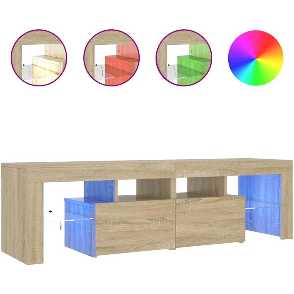 vidaXL Tv-meubel LED-verlichting 140x36,5x40 cm sonoma eikenkleurig Bruin