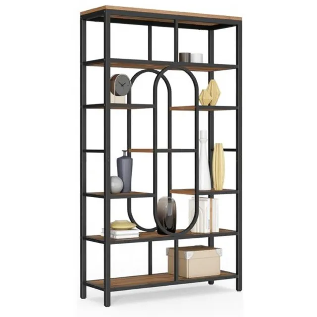 J.T.R Boekenplank met 9 Planken - Kamerdivider - Vrijstaand - Industriële Stijl - 30 x 100 x 180 cm - Vintage Bruin/Zwart.